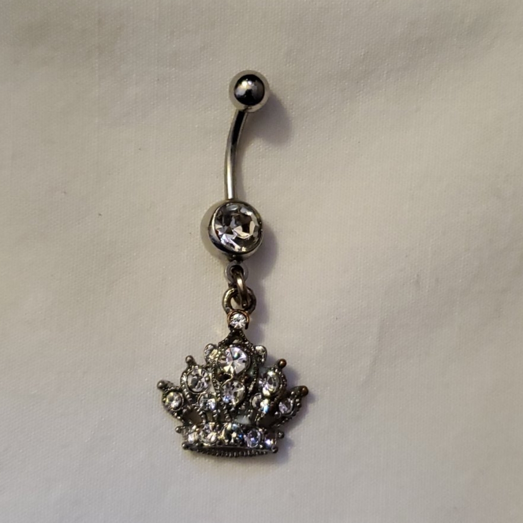 Silver Rhinestone Bellybutton Ring